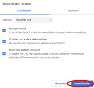 Screenshot Cookies löschen Chrome